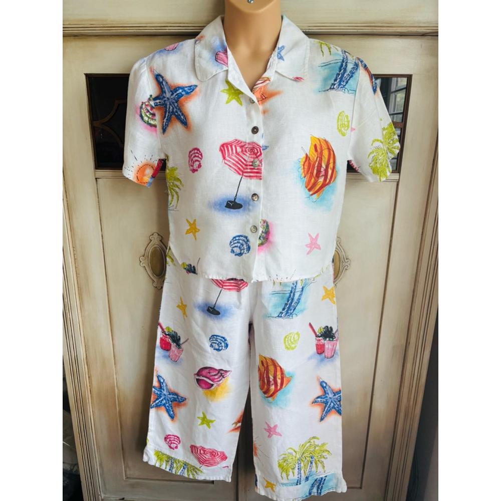 EUC Vintage Tom Tom 100% Linen Set | Size Medium